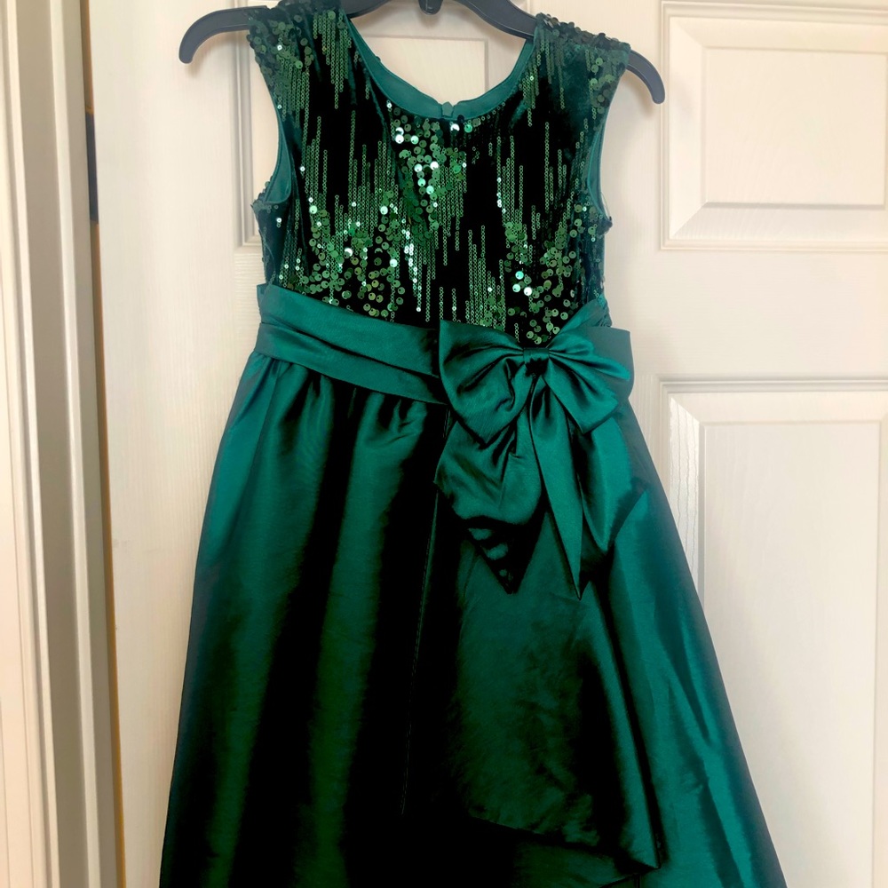 Girls emerald green high low dress